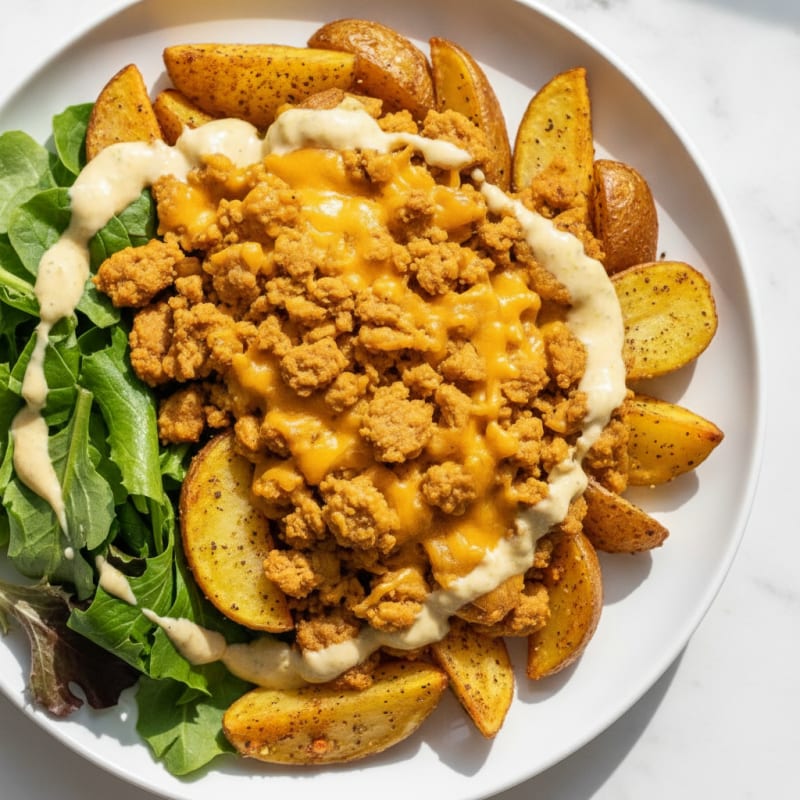 Loaded Potato Platter with TVP and Yogurt