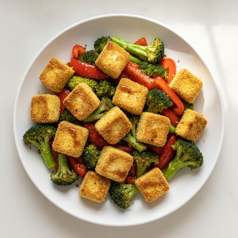 Pan-Seared Tofu with Roasted Vegetables