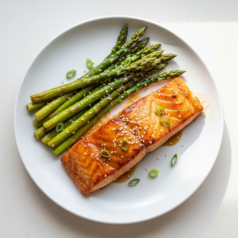 Golden Teriyaki-Glazed Salmon with Roasted Asparagus