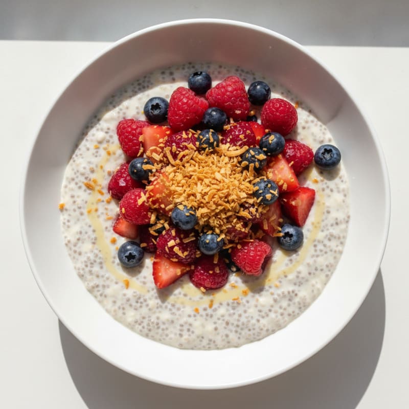 Berry Chia Pudding with Toasted Coconut