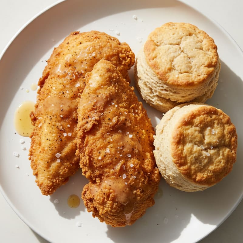 Buttermilk Fried Chicken with Fluffy Biscuits
