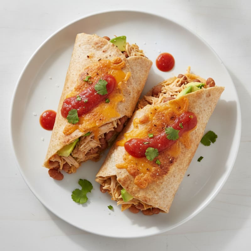Shredded Chicken and Bean Burrito