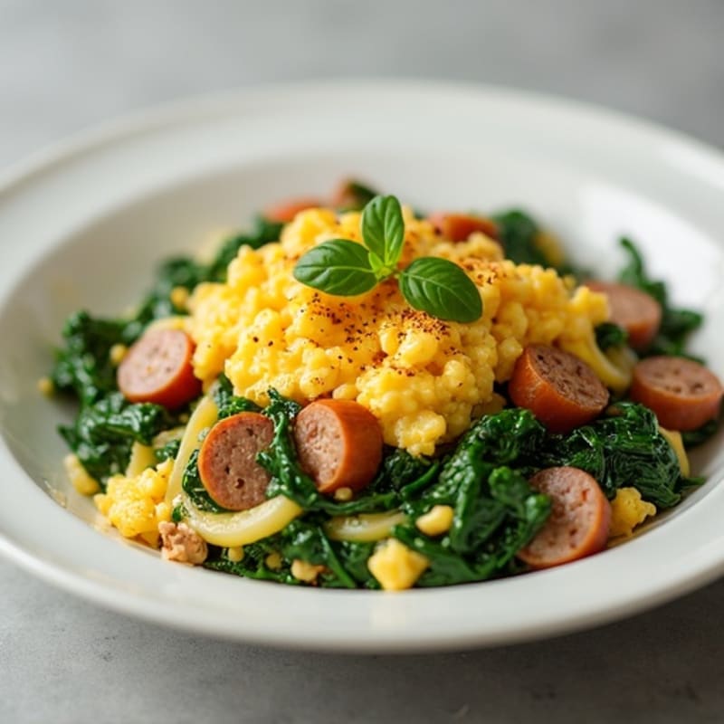 Egg White and Turkey Sausage Scramble with Spinach