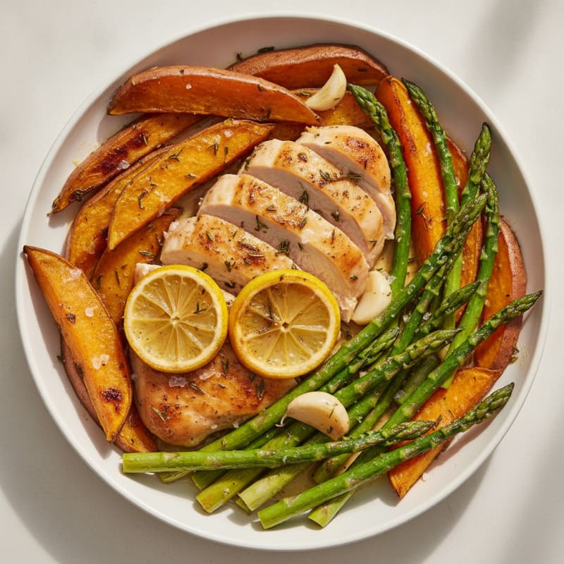 Lemon Herb Roasted Chicken with Asparagus