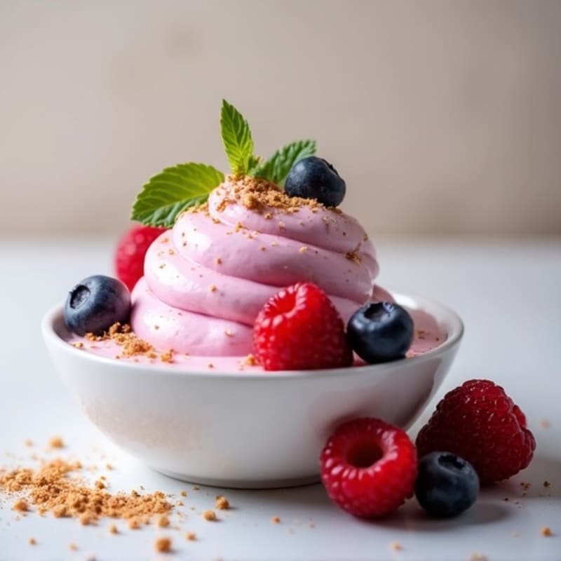 Silky Greek Yogurt Protein Mousse with Mixed Berries