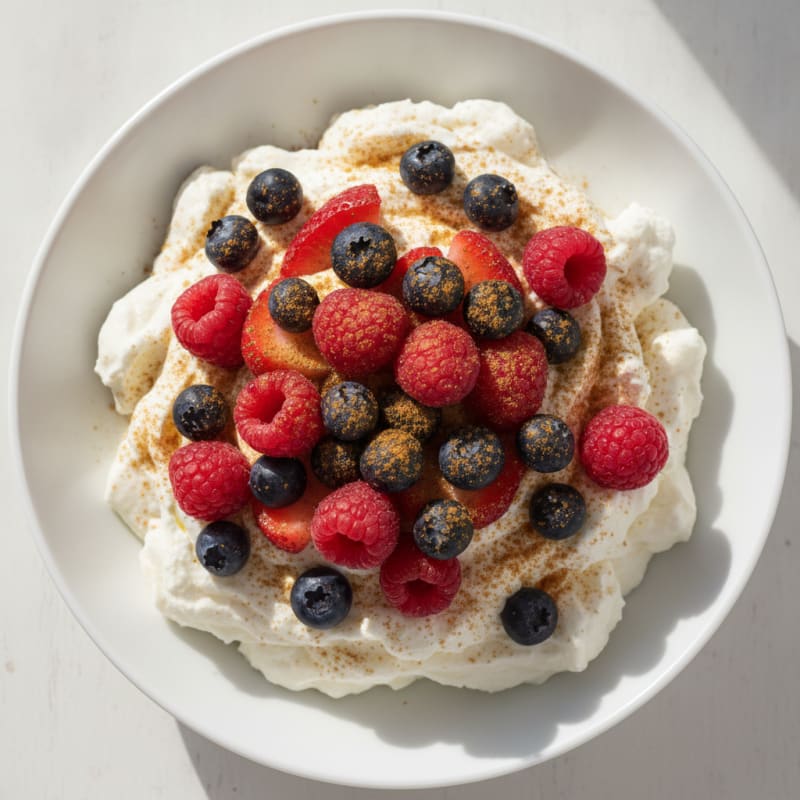 Greek Yogurt Protein Mousse with Mixed Berries