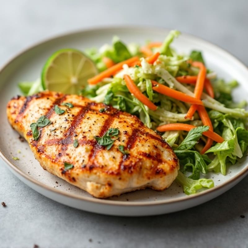 Grilled Chicken Breast with Crunchy Cabbage Slaw
