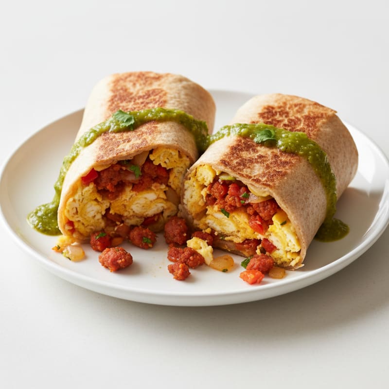 Crispy Chorizo and Egg Breakfast Burrito