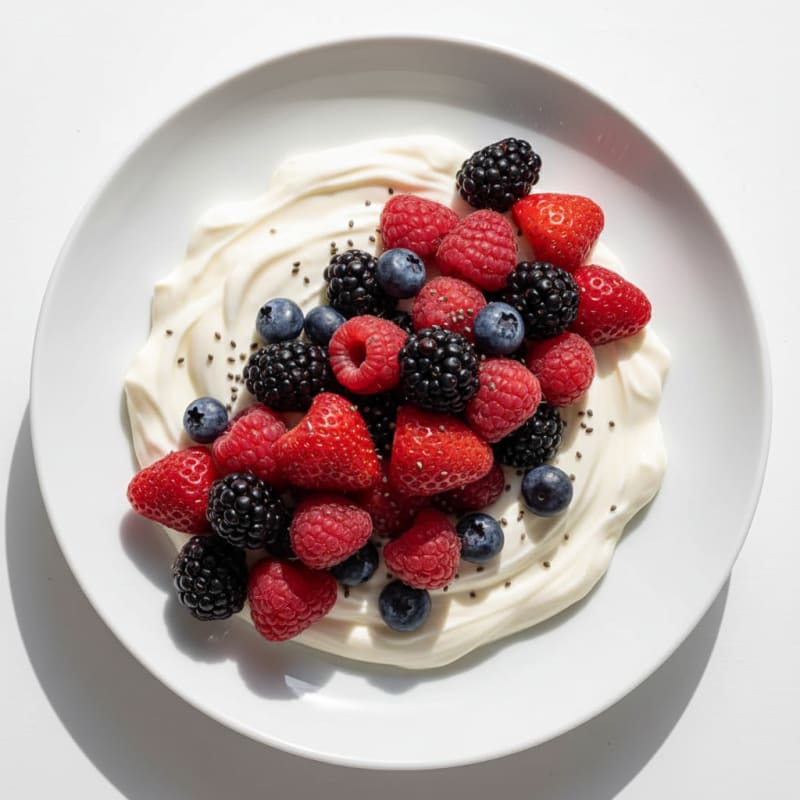 Silky Vanilla Protein Yogurt with Mixed Berries