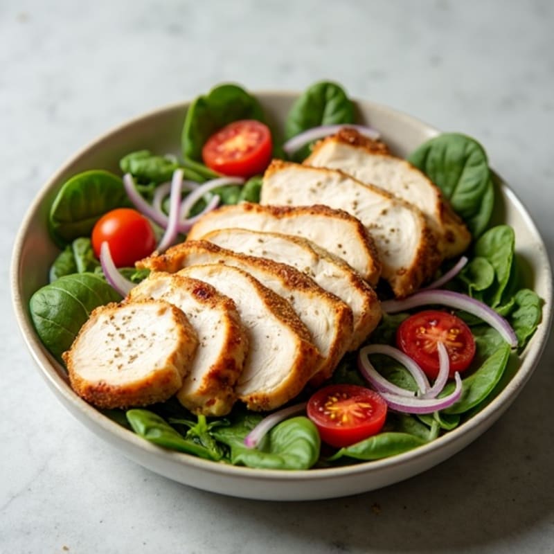 Creamy Cottage Cheese and Flaxseed Salad with Roasted Chicken and Red Onion