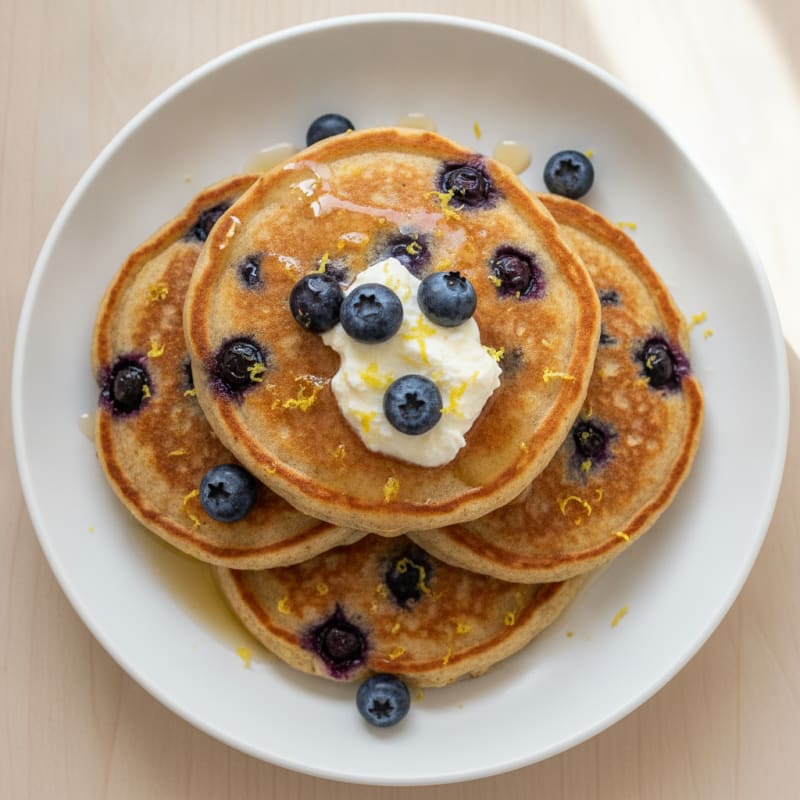Blueberry Ricotta Pancakes with Lemon Zest