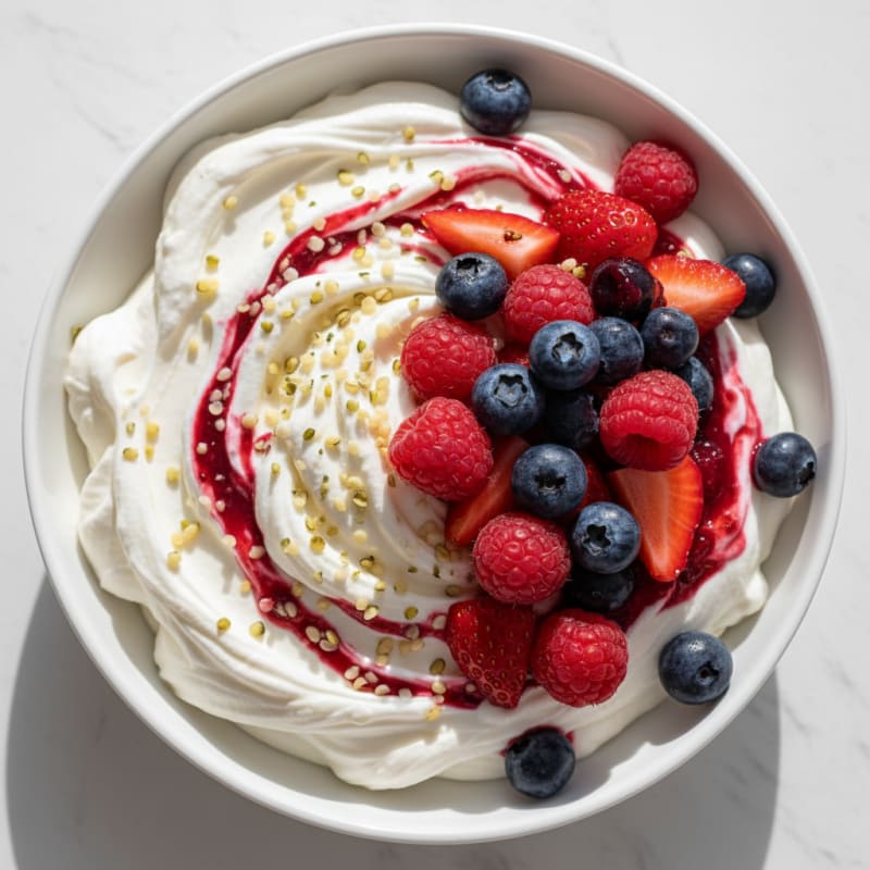 Greek Yogurt Protein Mousse with Mixed Berries