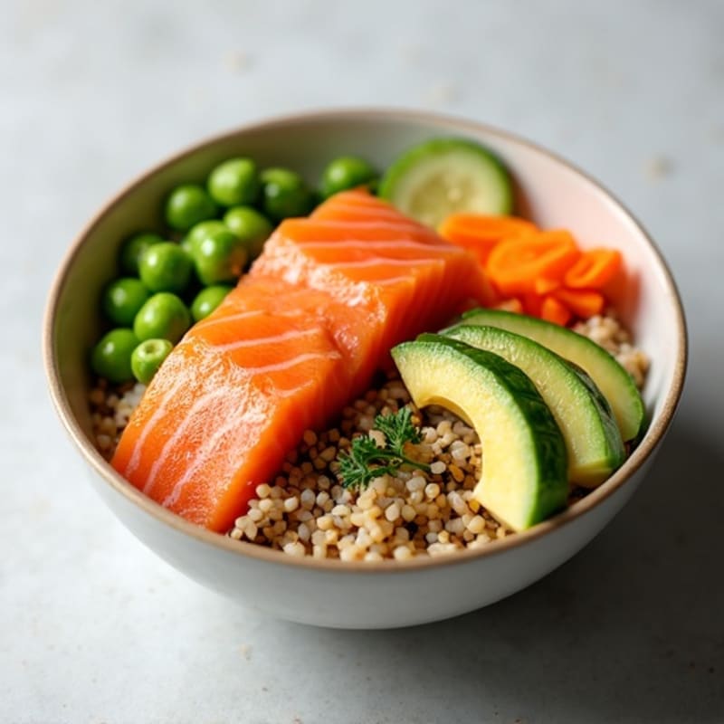 Fresh Salmon and Crispy Vegetable Sushi Bowl