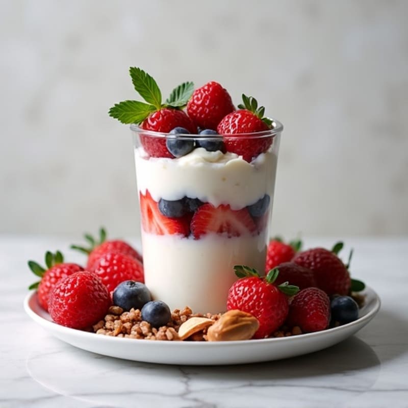 Greek Yogurt Protein Parfait with Mixed Berries and Almond Butter