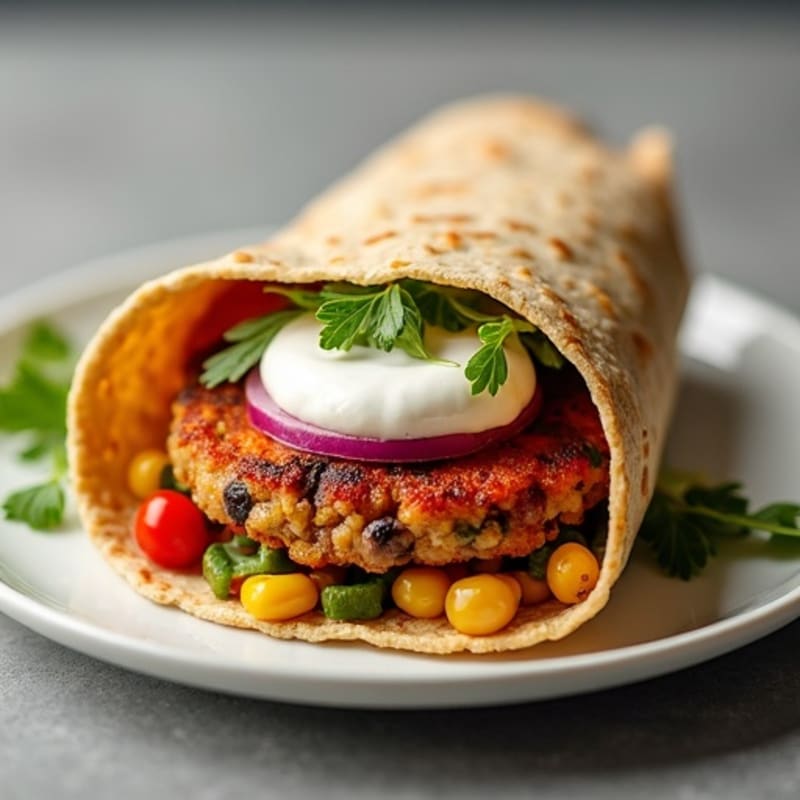 Crispy Black Bean Veggie Burger Wrap