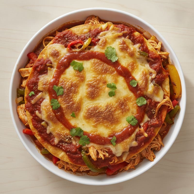 Chicken Enchilada Bake with Salsa Roja