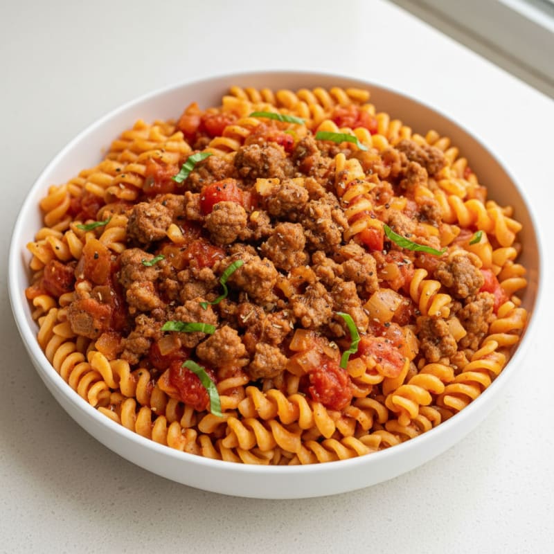 Tender Beef and Zesty Tomato Pasta