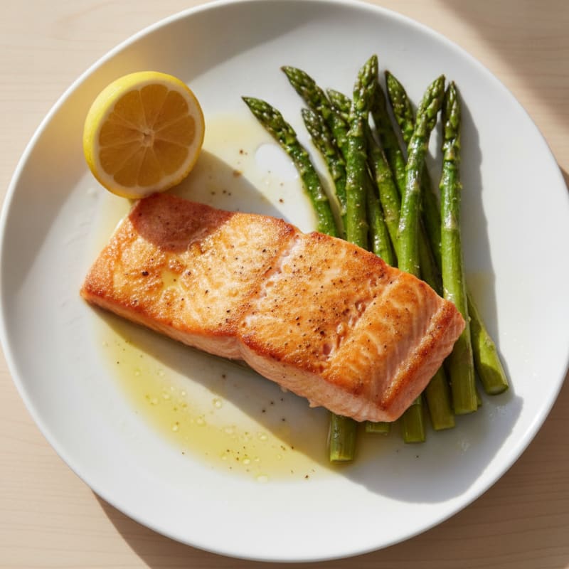 Pan-Seared Salmon with Roasted Asparagus