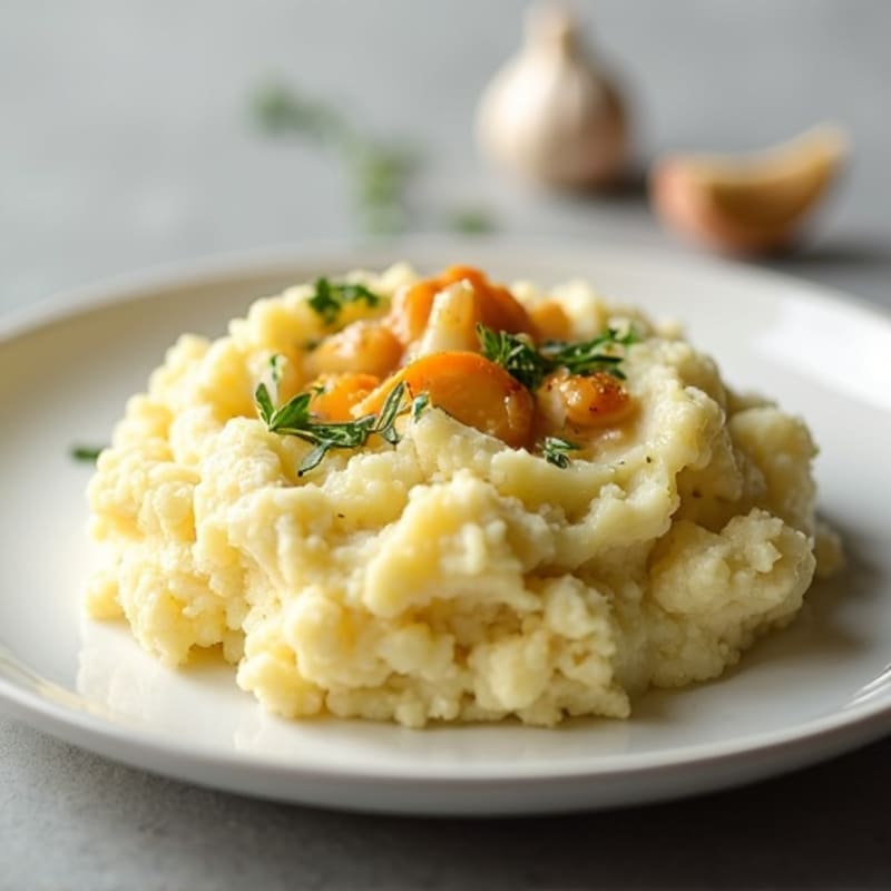 Creamy Cauliflower-Potato Mash with Roasted Garlic