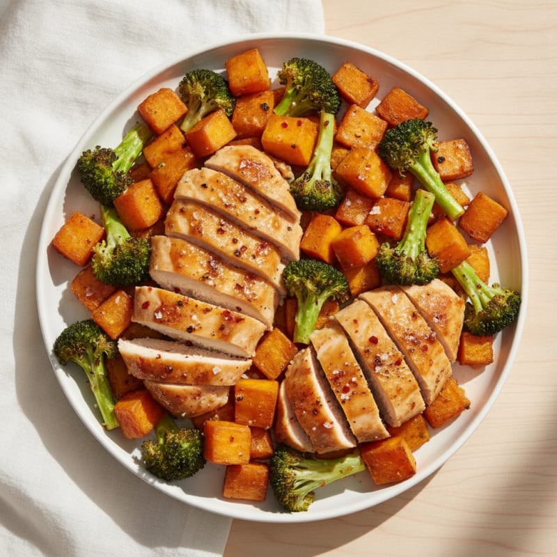 Sheet Pan Honey-Garlic Chicken and Sweet Potatoes