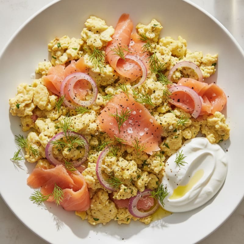 Smoked Salmon and Dill Scramble