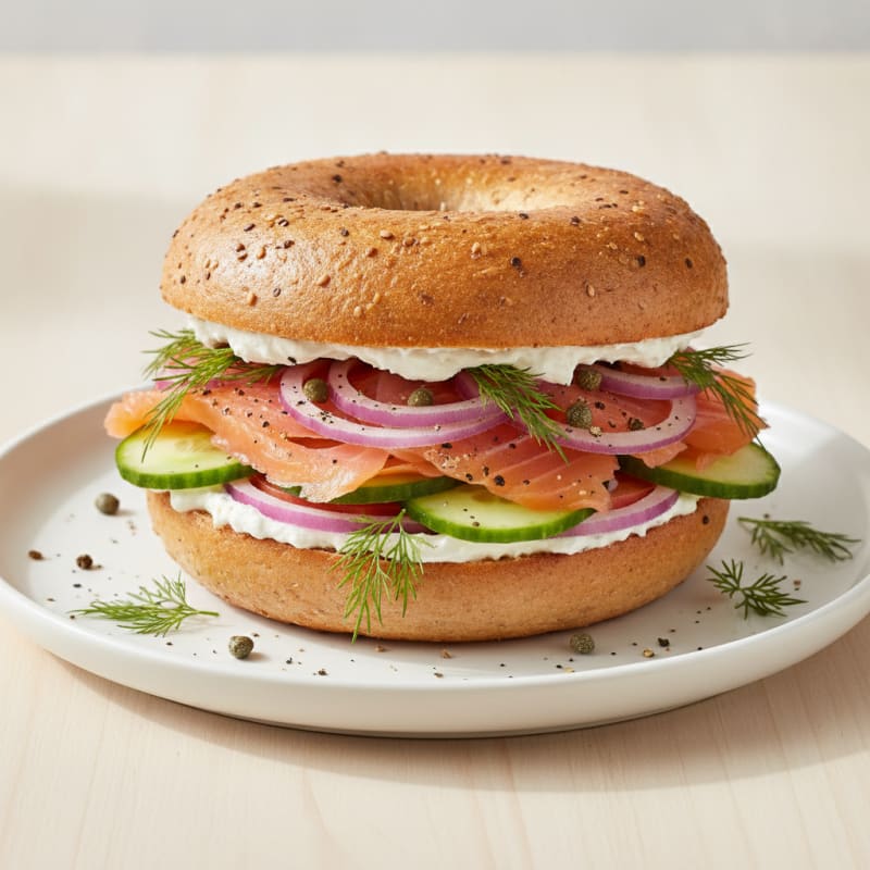 Smoked Salmon Everything Bagel Sandwich