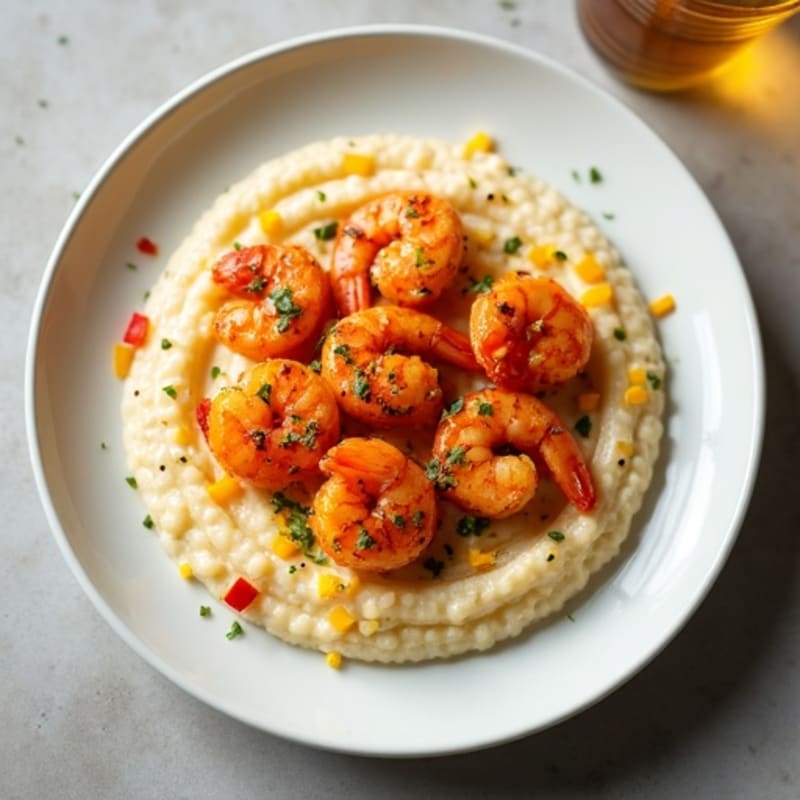 Spicy Pan-Seared Shrimp with Creamy Grits