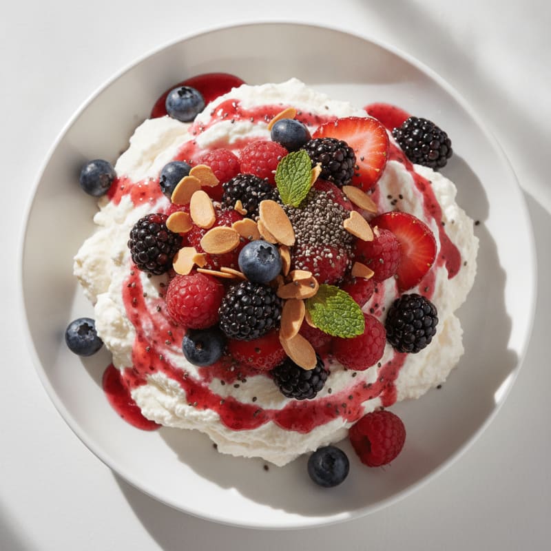 Greek Yogurt Protein Mousse with Mixed Berries