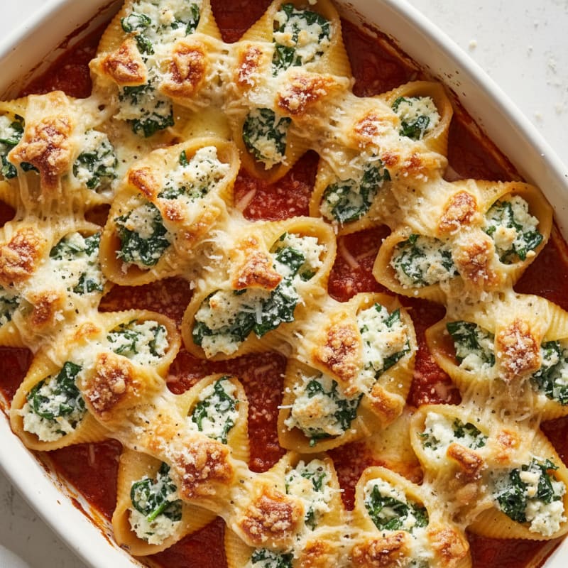 Baked Spinach Ricotta Stuffed Shells