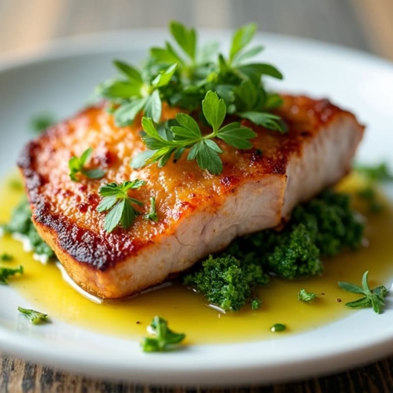 Crispy Pan-Seared Duck Breast with Herb Sauce