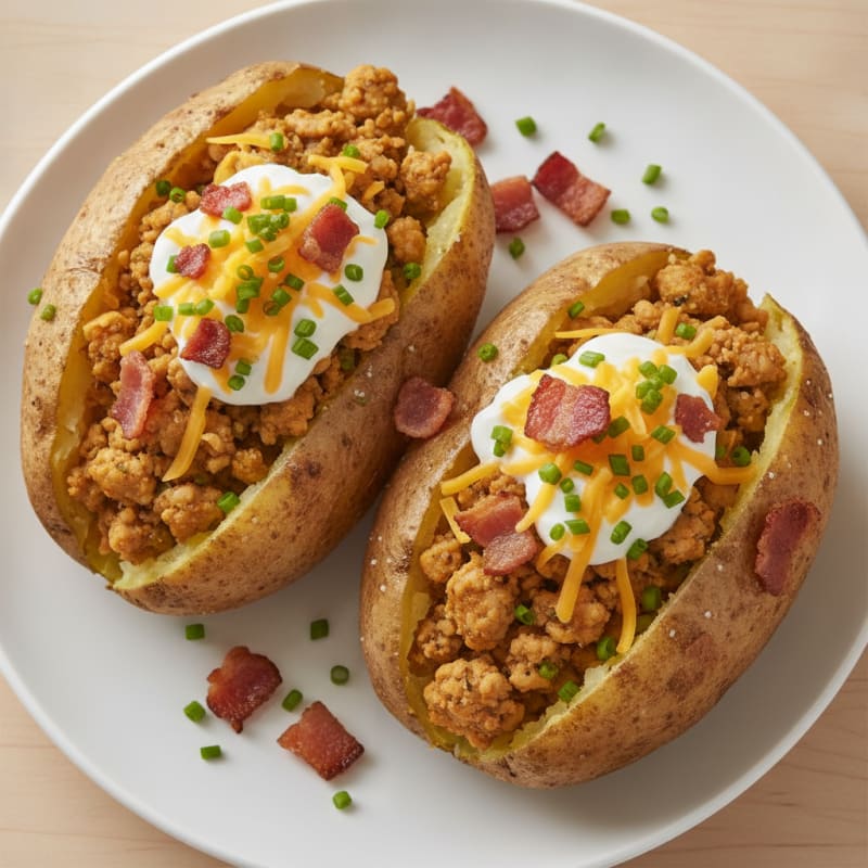 Loaded Baked Potatoes with Bacon and Chives