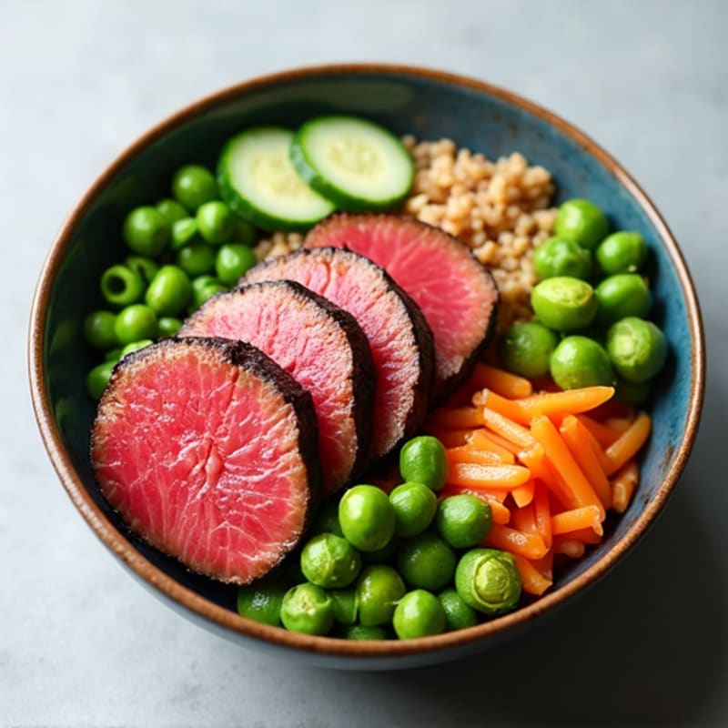 Seared Tuna Steak Sushi Bowl with Edamame and Brown Rice