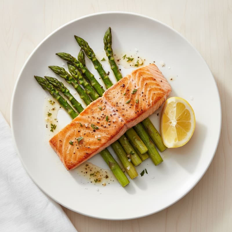 Pan-Seared Salmon with Roasted Asparagus