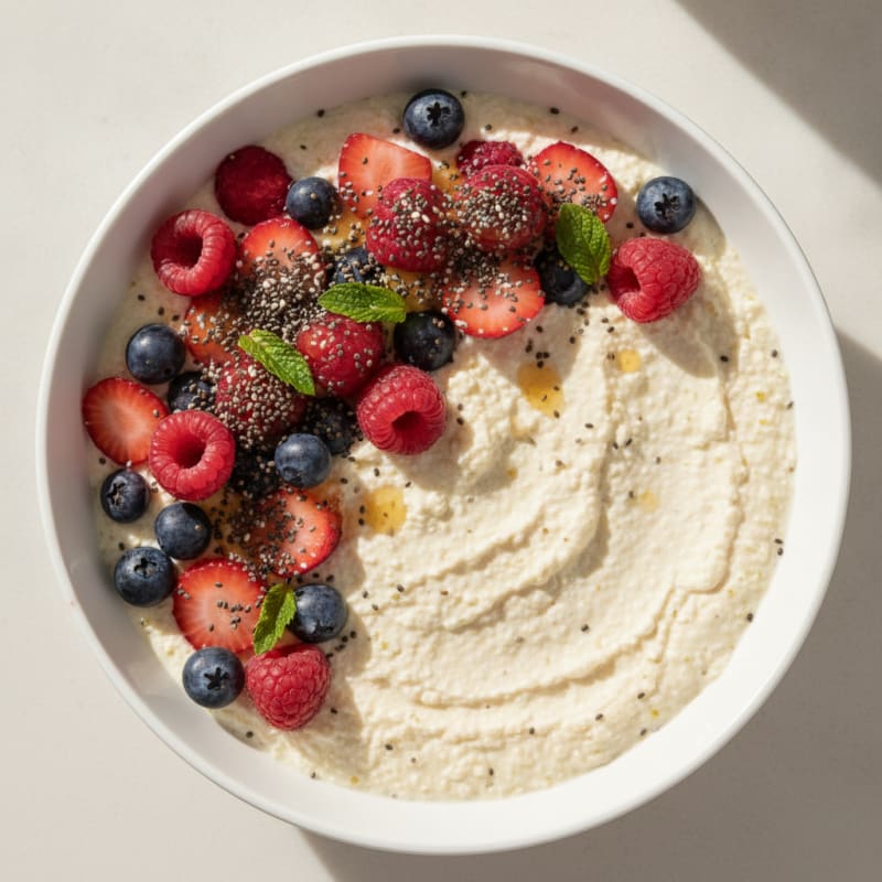 Silky Tofu and Hemp Seed Protein Smoothie Bowl with Berries