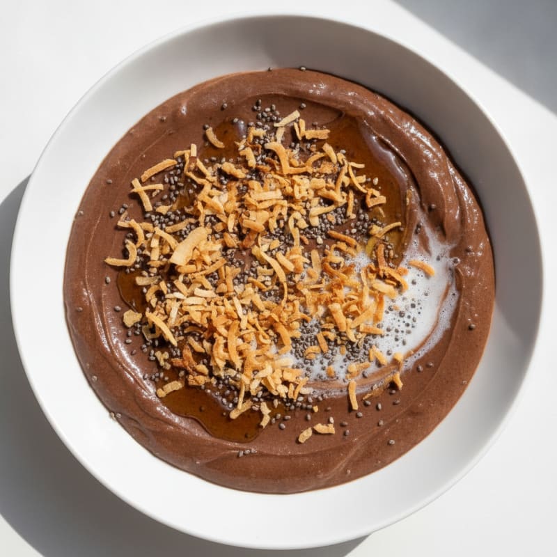 Silky Chocolate Protein Pudding with Toasted Coconut