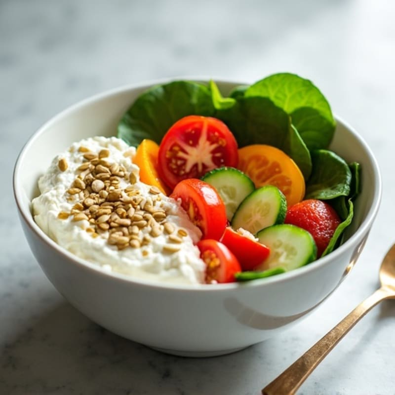 Creamy Cottage Cheese Bowl with Fresh Vegetables and Toasted Seeds