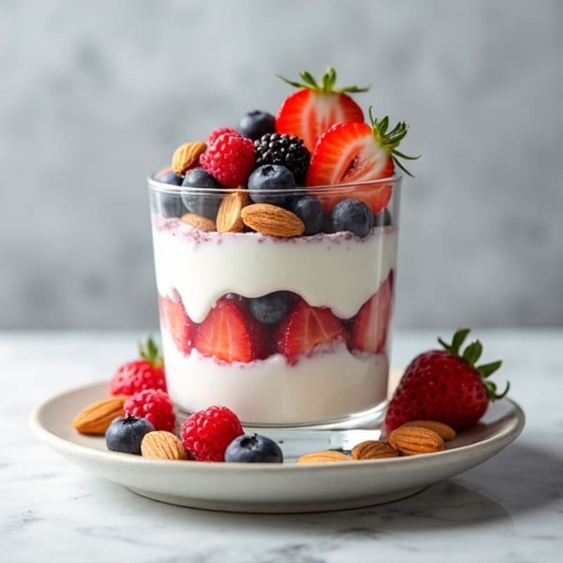 Greek Yogurt Protein Parfait with Almonds and Berries