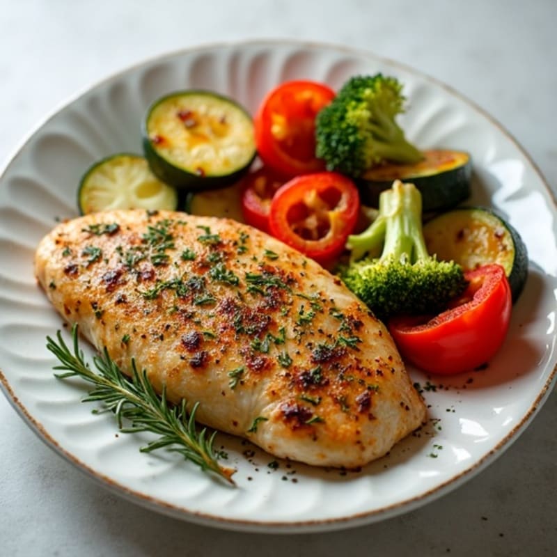 Herb-Crusted Pan Seared Chicken with Roasted Vegetables