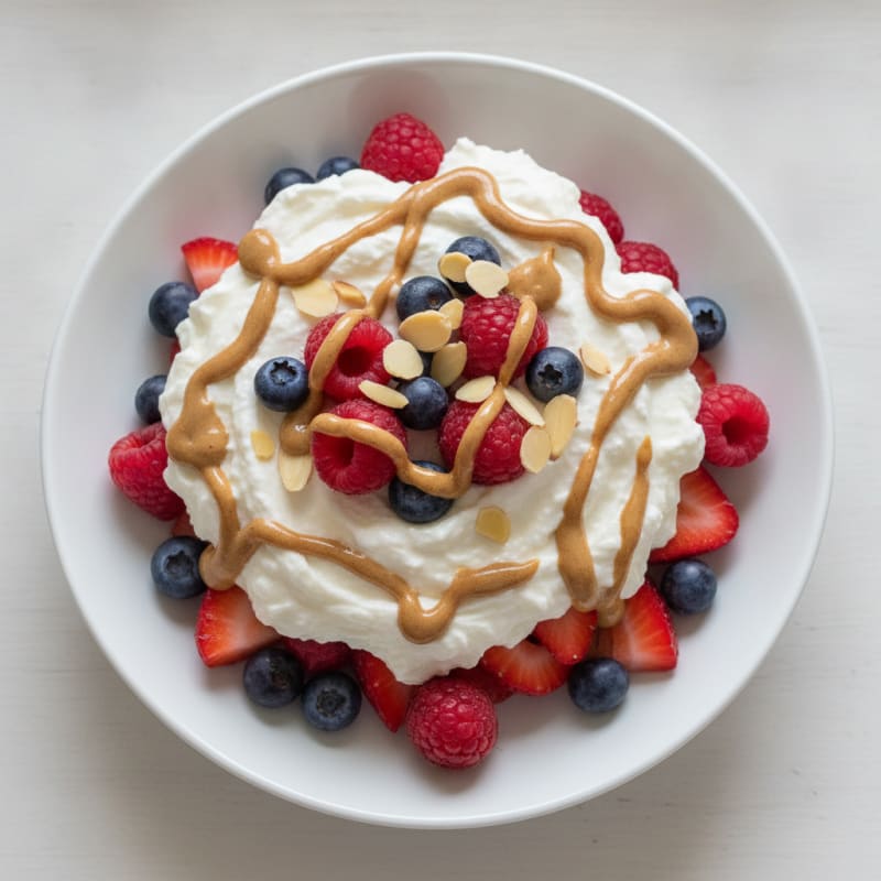 Greek Yogurt Protein Parfait with Mixed Berries and Almond Butter