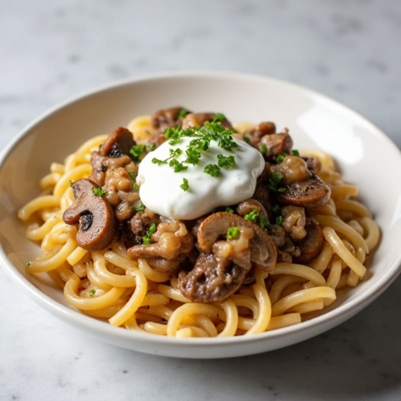 Creamy Greek Yogurt Beef Stroganoff