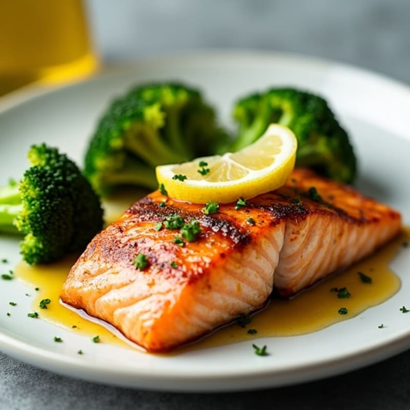 Seared Salmon with Roasted Broccoli and Lemon