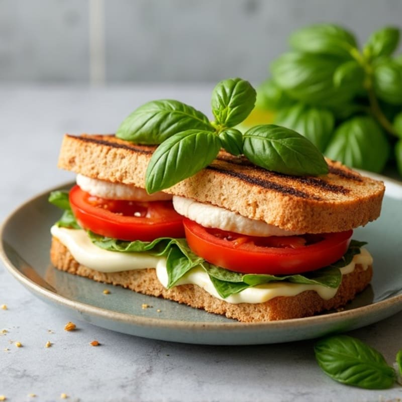 Grilled Chicken and Fresh Mozzarella Sandwich with Juicy Tomatoes and Fragrant Basil