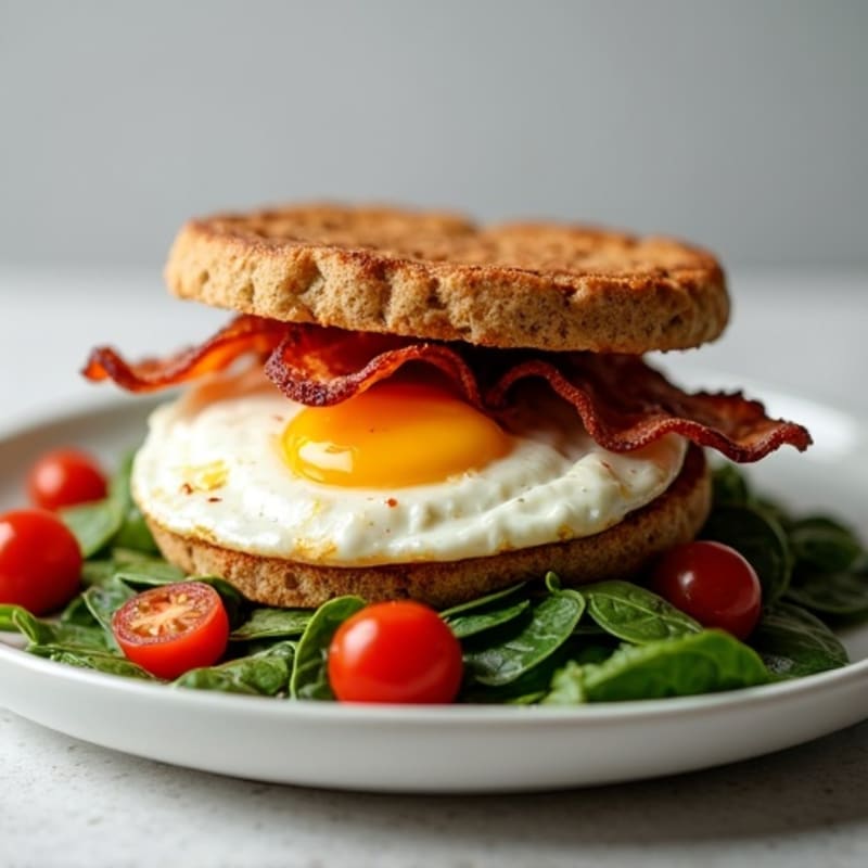 Crispy Turkey Bacon and Egg White Breakfast Stack