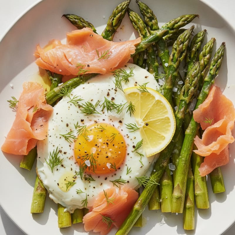 Baked Eggs with Roasted Asparagus