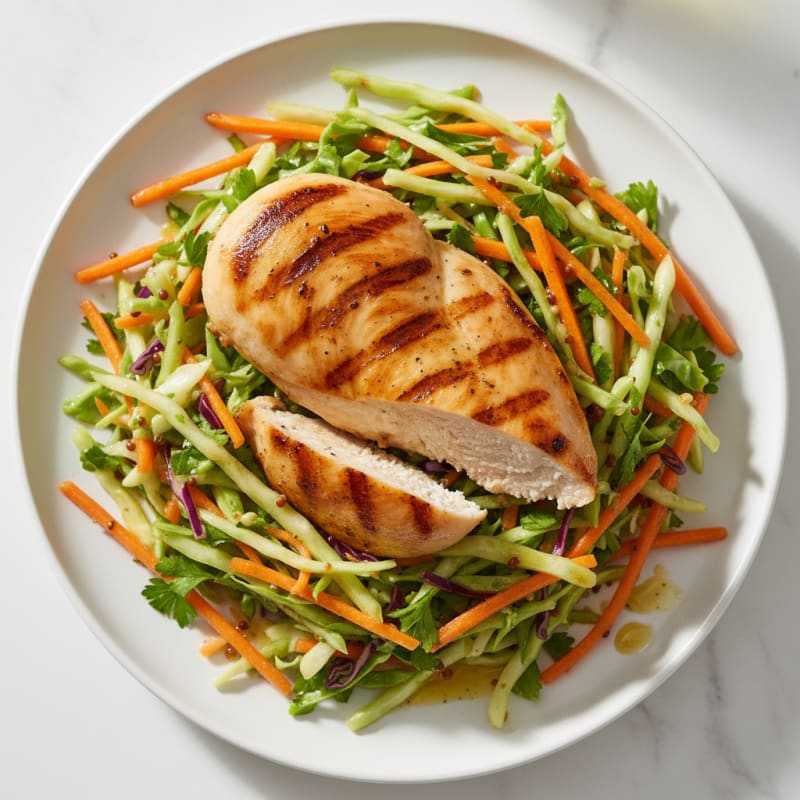 Grilled Chicken Breast with Crunchy Cabbage Slaw