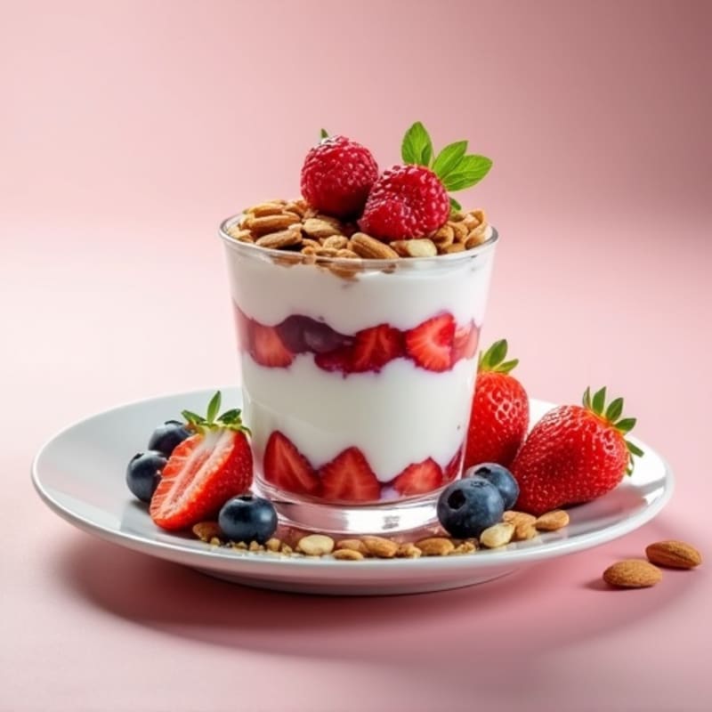Greek Yogurt Protein Parfait with Almonds and Berries