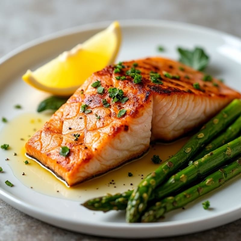 Crispy Pan-Seared Salmon with Roasted Asparagus