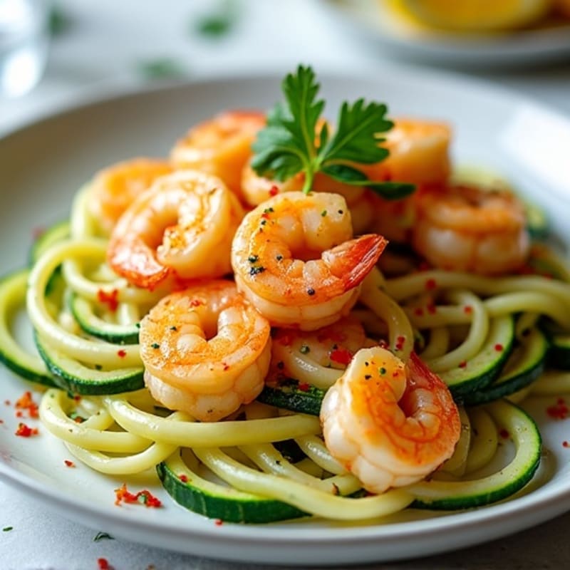 Healthy Garlic Shrimp Scampi with Zucchini Noodles
