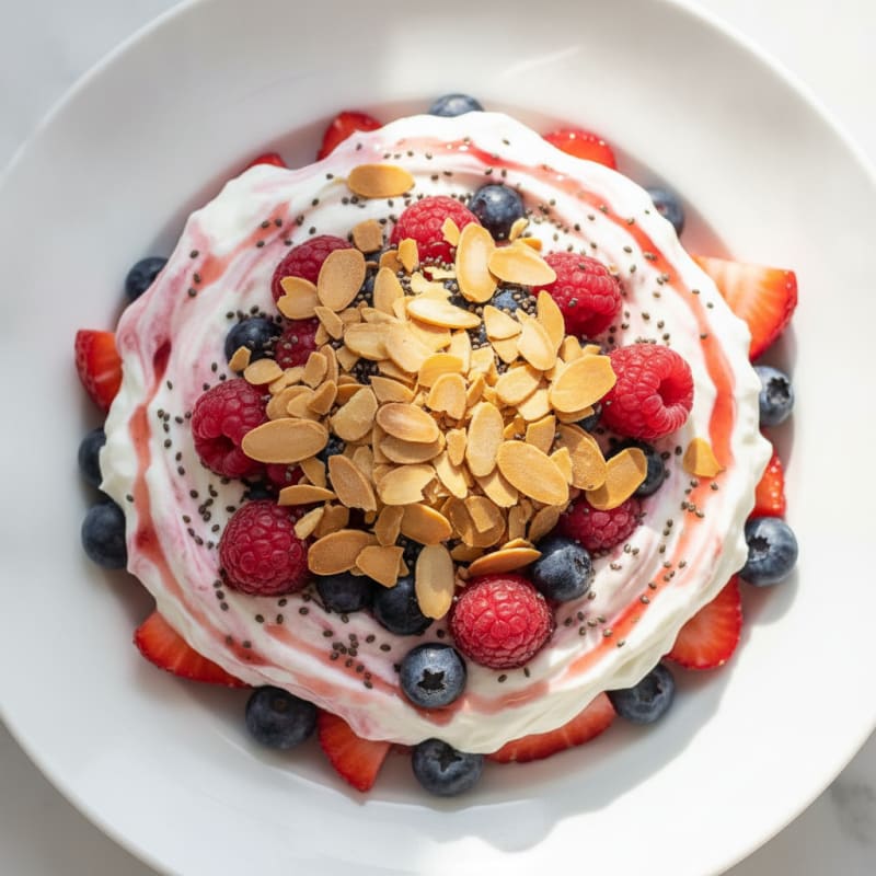 Greek Yogurt Protein Parfait with Berries and Almonds