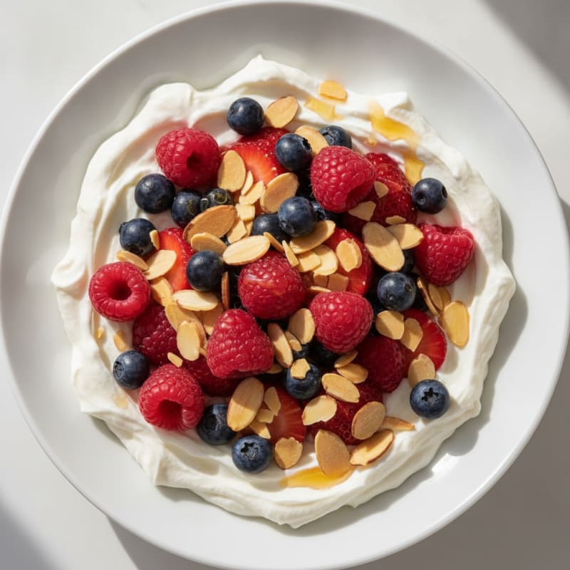 Greek Yogurt Protein Bowl with Mixed Berries and Almonds